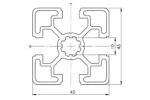 Чертеж на алуминиев профил 45x45L