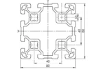 Чертеж на алуминиев профил 80x80L