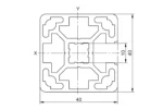 Чертеж на алуминиев профил 40x40L 1S