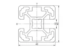 Чертеж на алуминиев профил 40x40L 2SP