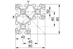Чертеж на алуминиев профил 40x80x80L