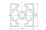 Чертеж на алуминиев профил 45x45L 2SP