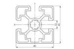 Чертеж на алуминиев профил 45x45L 3S