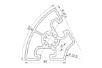 Чертеж на алуминиев профил 45x45R 60°
