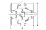 Чертеж на алуминиев профил 60x60L