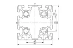 Чертеж на алуминиев профил 90x90L 6S